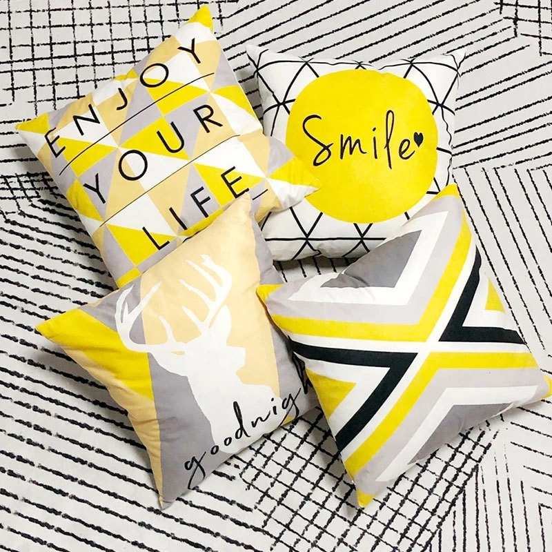 Yellow High Quality Latest Design Fancy Printed Cushion Covers Wholesale Custom for Sofa Chair Home Decor