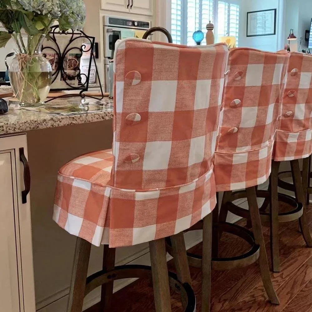 Wholesale Red Plaid Dining Chair Slipcover Custom Wedding Club Chair Slipcover