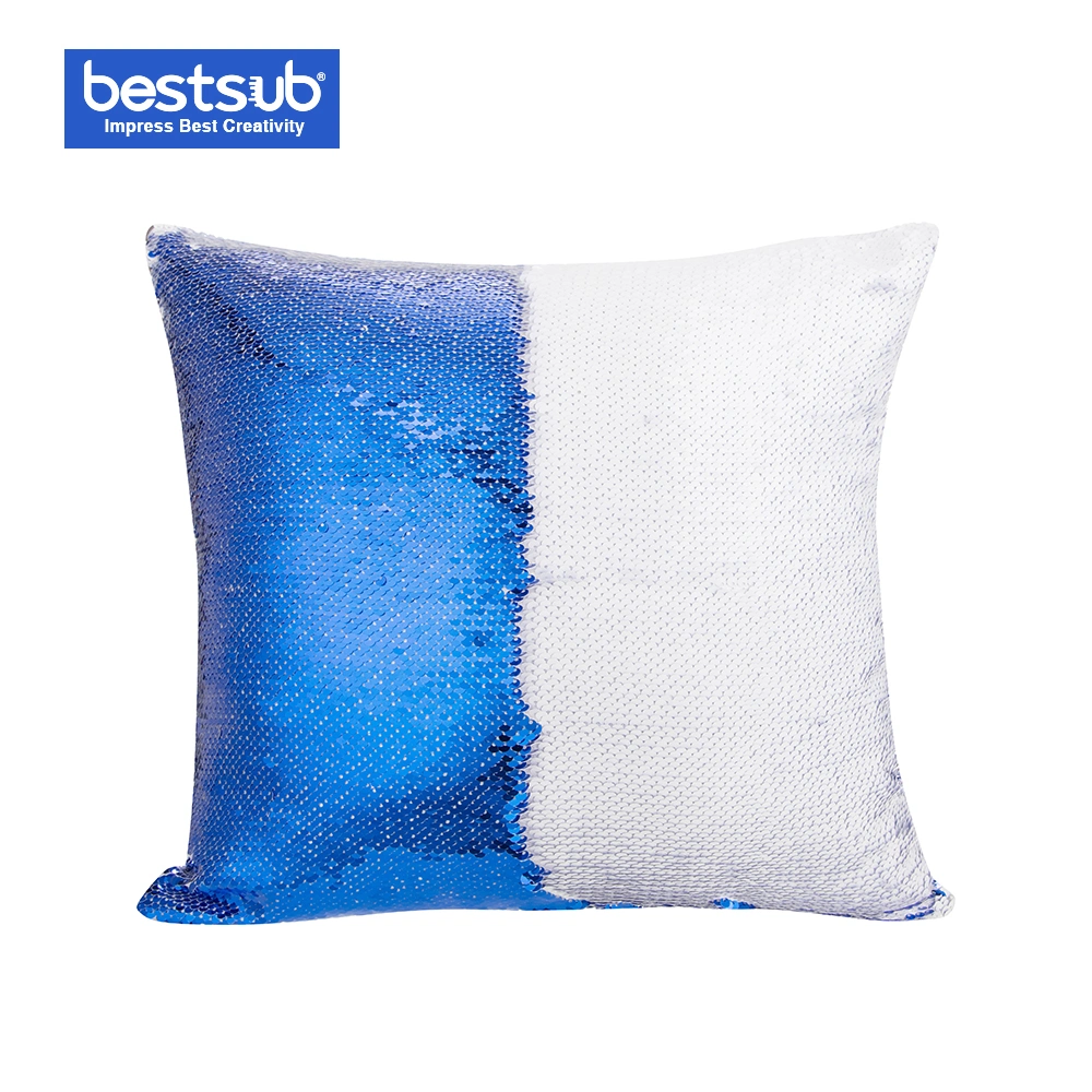 Sublimation Flip Sequin Pillow Cover (Dark Blue w/ White, 40*40cm)