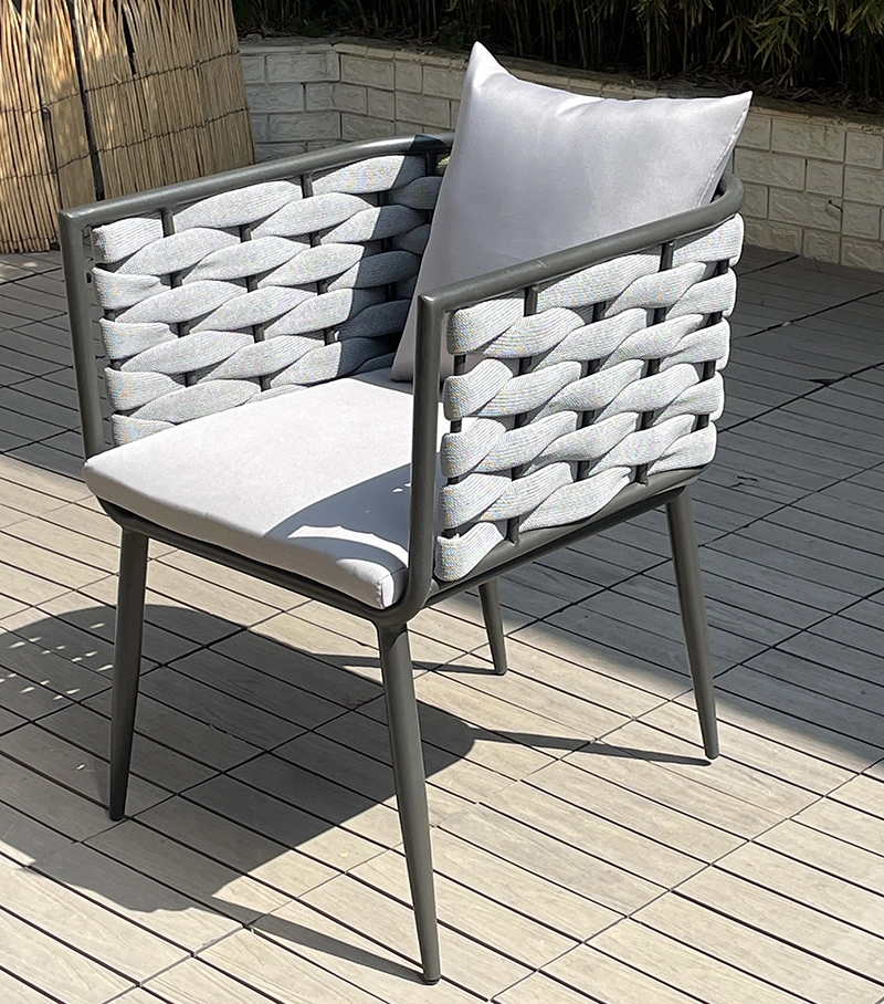 Modern Patio Furniture Hotel Restaurant Stackable Commercial Designer Washable Aluminium Restaurant Dining Garden Outdoor Rope Chair