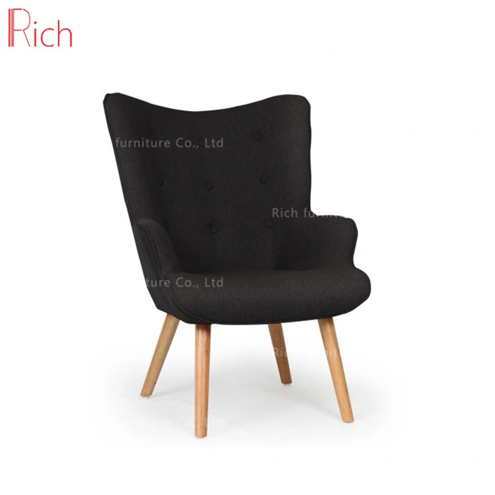 Wholesale Fabric Black Lounge Wingback Chair Backrest Armchair