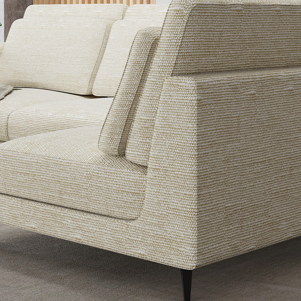 111.02&quot; Sectional Sofa with L-Shaped Sofa Linen Fabric, Removable and Washable, Beige