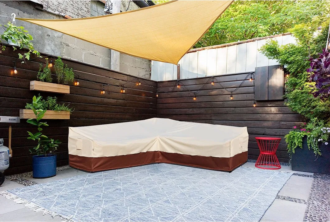 V-Shaped Outdoor Terrace Furniture Cover, Waterproof and Tear Resistant Heavy-Duty Sofa Cover with 3 Ventilation Openings