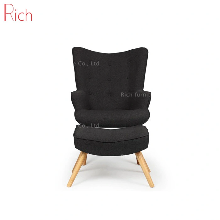 Wholesale Fabric Black Lounge Wingback Chair Backrest Armchair