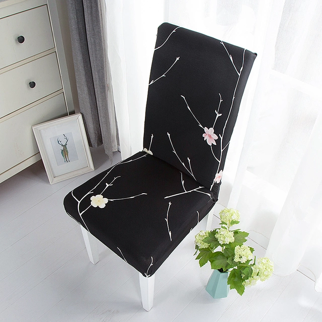 European Modern Thick Line Black White Gray Chair Cover Dining Room Wedding Stretchable Chair Cover