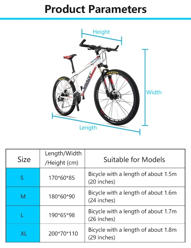 Custom Logo Bicycle Protective Cover S-XL Size Waterproof Motorbike Bike Cover Dustproof UV Protective Outdoor Cycling Bicycle Rain Cover