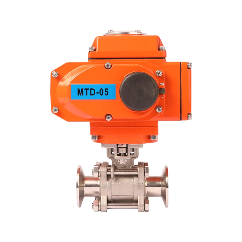 Sanitary 3A CE 3/4 "-4" Three Piece Motorized Electric Stainless Steel 3PC Sanitary Motor Operated Ball Valve Hydraulic Flow Control Valve