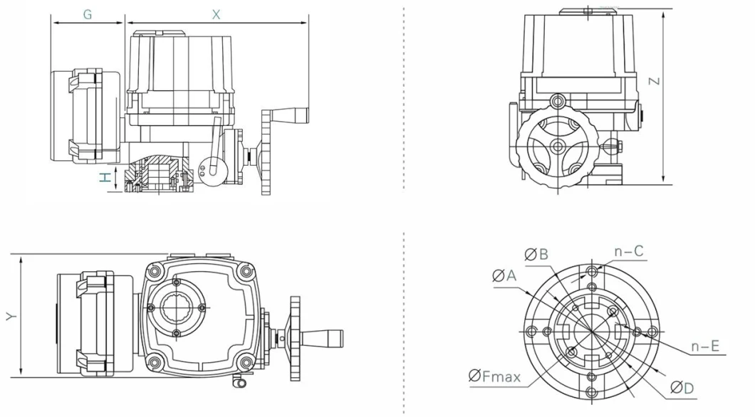 China Factory Hearkenflow Explosion Proof 90 Degree Quarter-Turn Hqt Series Electric Actuator 220VAC