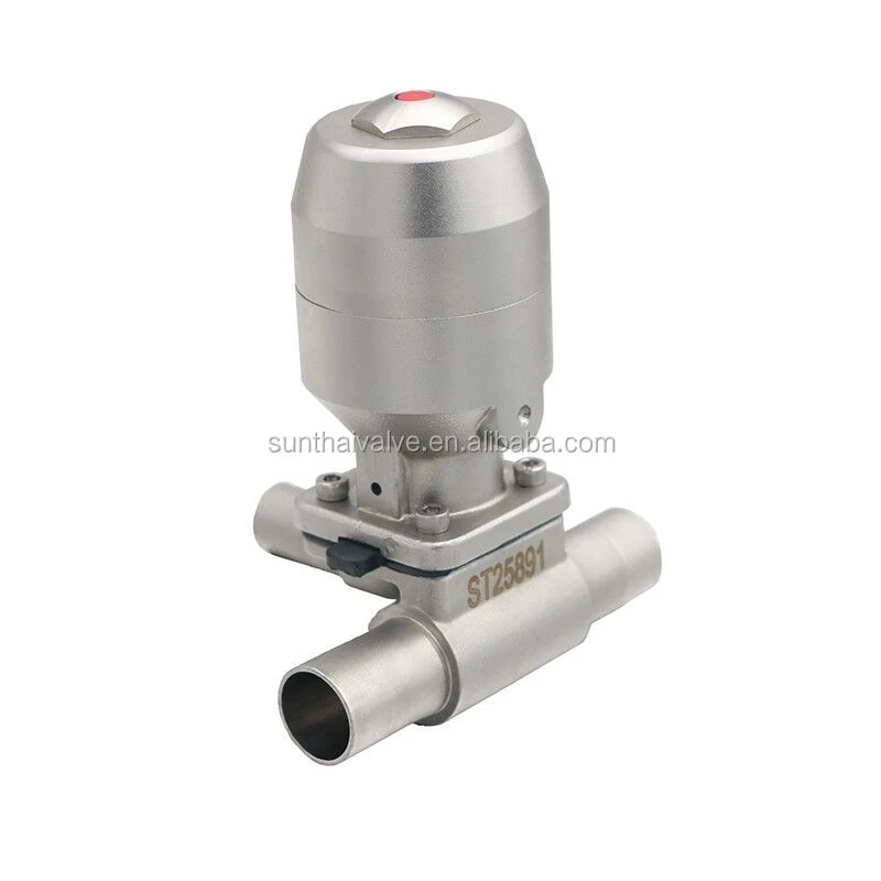 DN25 Sanitary Stainless Steel Welded Pneumatic Diaphragm Valve with Stainless Steel Actuator