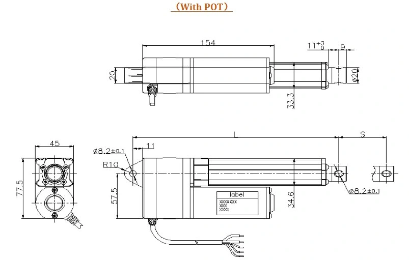 2000n 100mm 12V IP65 Waterproof Electric Linear Actuator with Fast Stroke Speed
