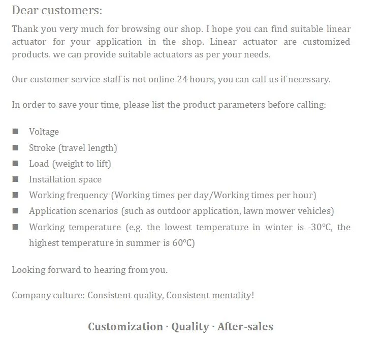 800n 12V Waterproof Mini Linear Actuator for Lawn Mover Lift
