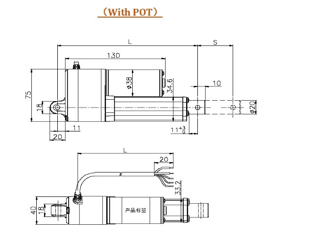 800n 12V Waterproof Mini Linear Actuator for Lawn Mover Lift
