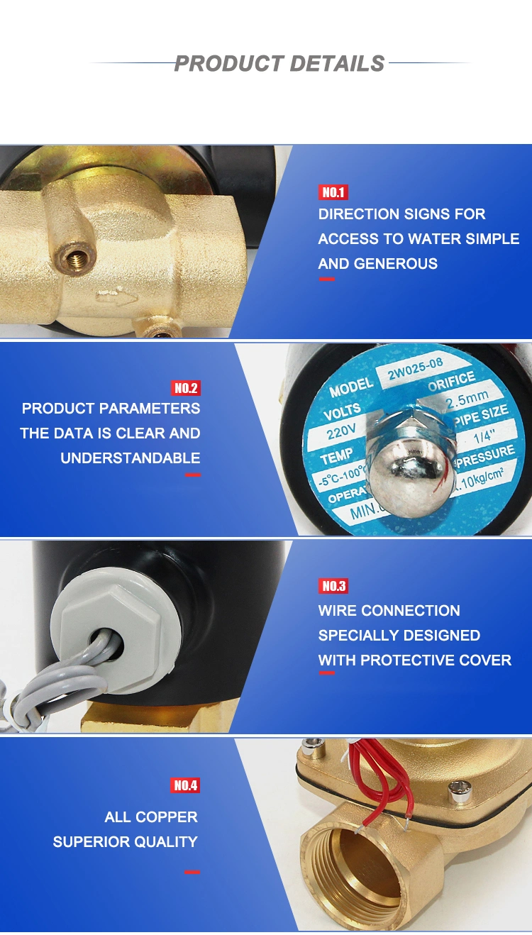 2W-350-35 Water Oil Gas 12VDC 24VDC 220VAC Normally Closed Open Brass Solenoid Motorized Valve