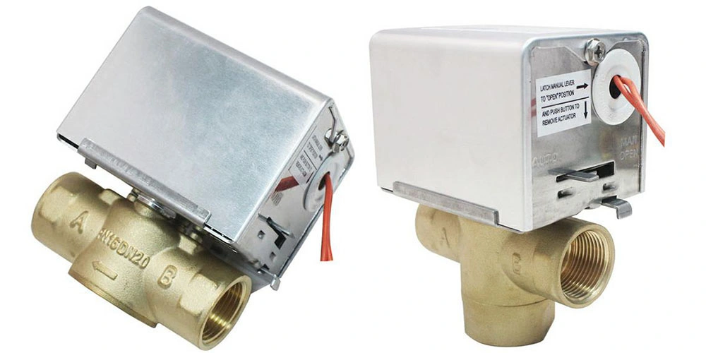 Electric Zone Valves 2 Way 3 Way Stainless Actuator Brass Valve Body Spring Return