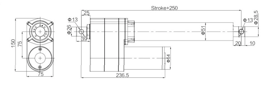 31in Industrial Linear Actuator 800mm Stroke Heavy Duty