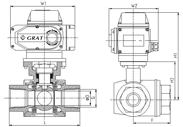 Angle Flow Direction Electric Actuated Control Valve