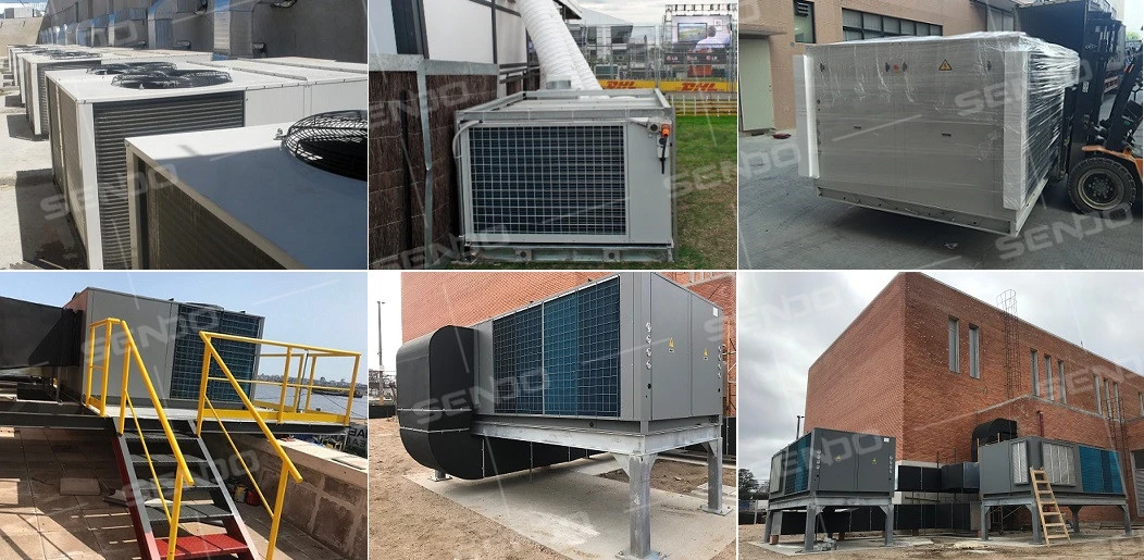 Commercial Industrial Air Cooled DC Inverter Type Rooftop Packaged Central Air Conditioner with Hitachi Inverter Scroll Compressors