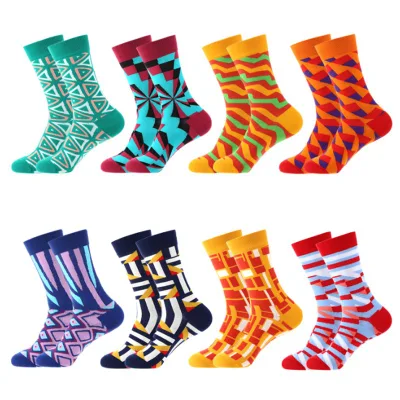 Wholesale Custom 100 Cotton Fashion Calcetines Happy Designer Mens Crew Socks Customized OEM Best Novelty Funky Colorful Funny Man Bamboo Cotton Socks