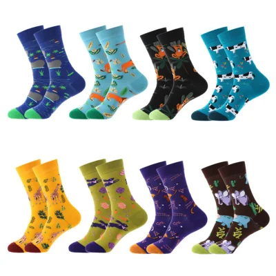 Wholesale Custom 100 Cotton Fashion Calcetines Happy Designer Mens Crew Socks Customized OEM Best Novelty Funky Colorful Funny Man Bamboo Cotton Socks