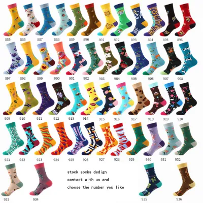 Wholesale Custom 100 Cotton Fashion Calcetines Happy Designer Mens Crew Socks Customized OEM Best Novelty Funky Colorful Funny Man Bamboo Cotton Socks