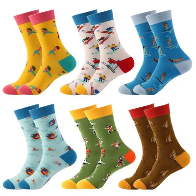 Wholesale Custom 100 Cotton Fashion Calcetines Happy Designer Mens Crew Socks Customized OEM Best Novelty Funky Colorful Funny Man Bamboo Cotton Socks