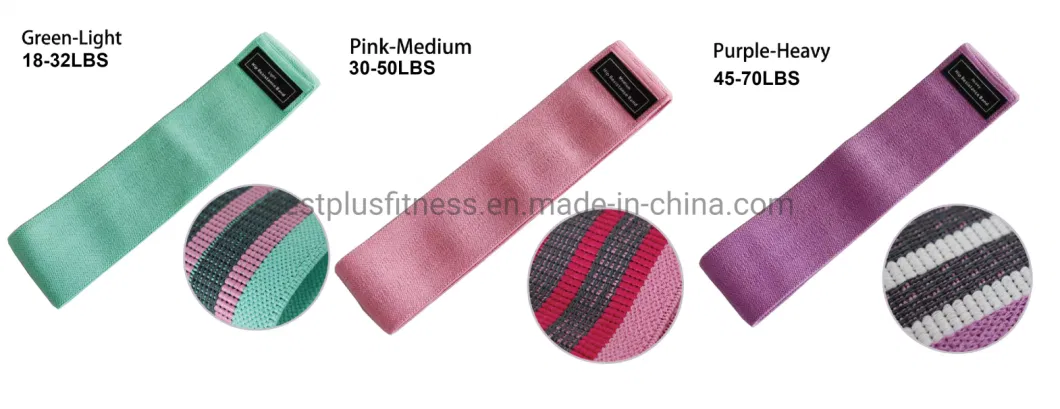 Yoga Bulk Gym Exercise Adjustable Elastic Custom Logo Hip Loop Customized Fabric Fitness Wholesale Set Resistance Bands