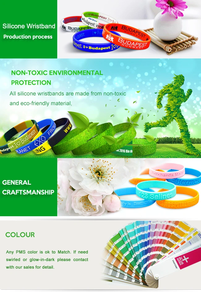 Chinese Supplier Custom Cheap Logo-Printing Segmented Color Silicone Festival Wristband