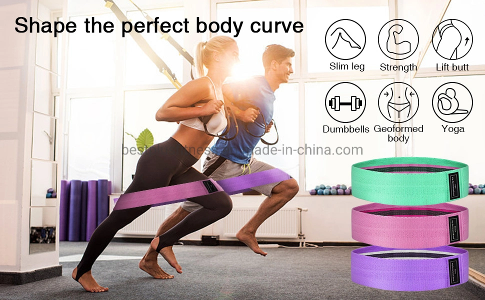 Low MOQ Yoga Resistance Bands Set Booty Band Gym Exercise Hip Training Equipment Fabric Elastic Band for Fitness