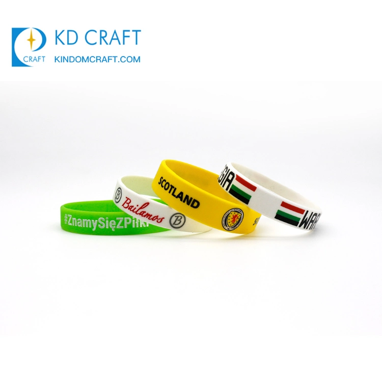 Wholesale Promotional Custom Eco Friendly Souvenir Sports Country Flag Logo Printing Silicone Wristband Rubber Bracelet