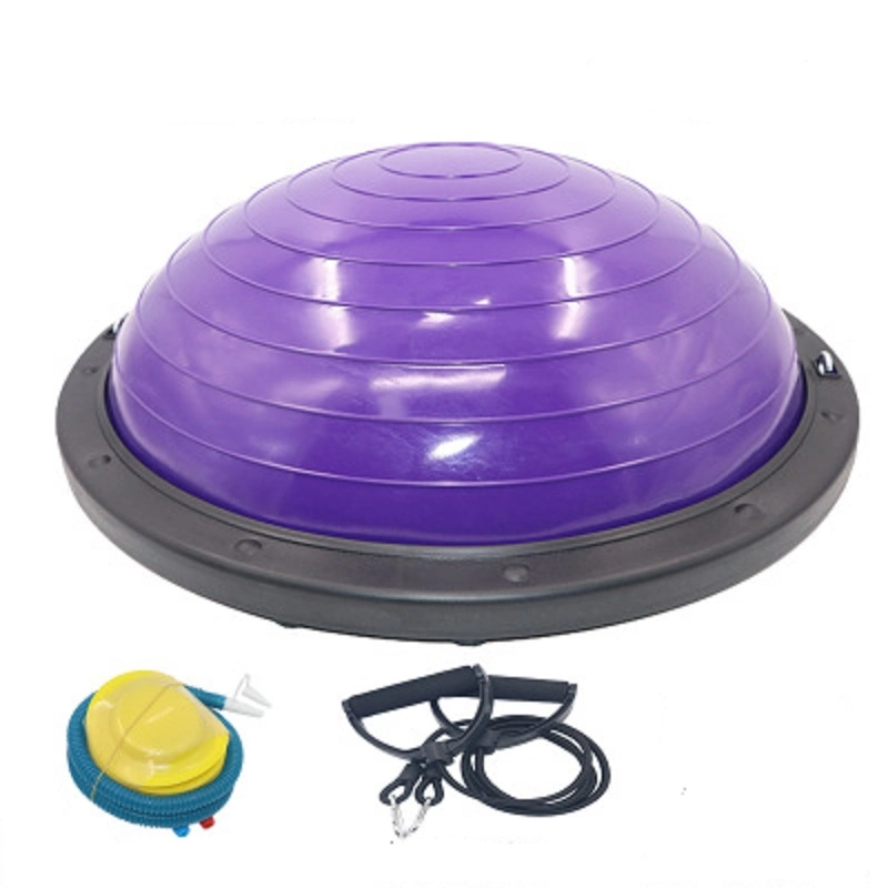 Yoga Balance Ball Hip Balance Trainer Half Ball with Resistance Bands and Foot Pump Fitness Equipment Esg16222