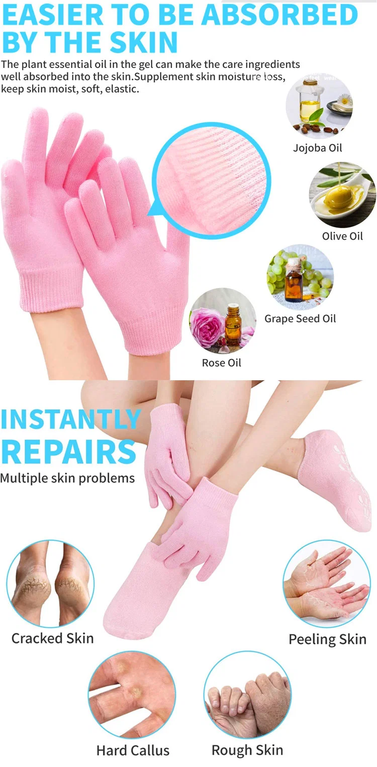 Repairing Dry Hands Feet Cracked Silicone Moisturizing Gloves SPA Gel Heel Socks