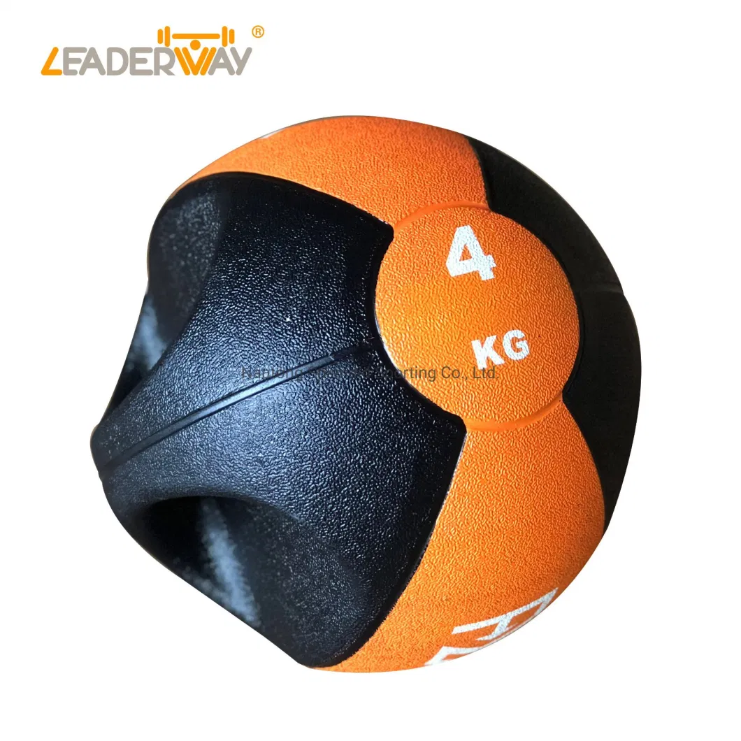 Non-Slip Rubber Workout Ball Weighted Fitness Medicine Ball with Handles Exercise Toning Ball Heavy Balon Medicinal