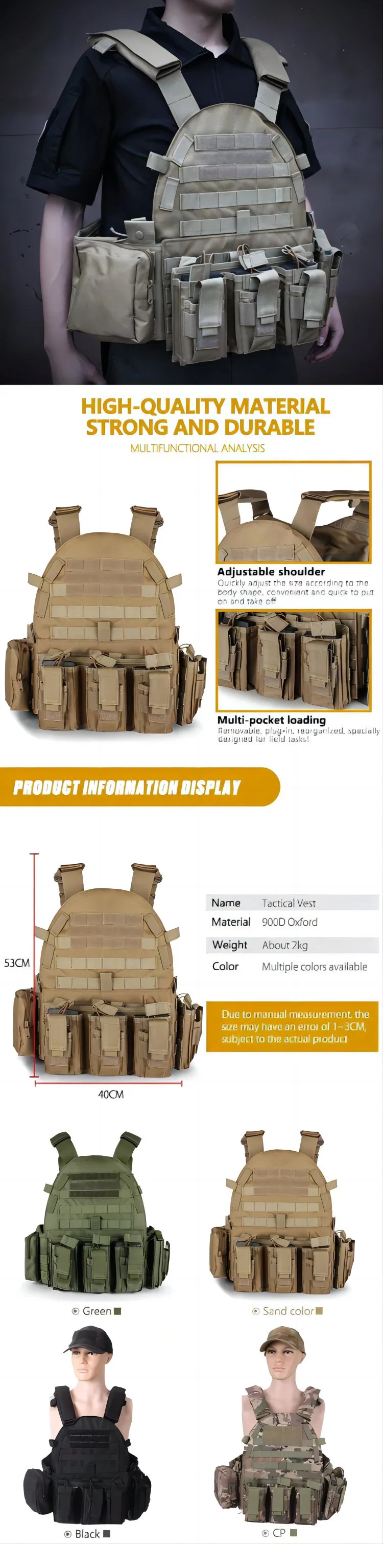 Outdoor Tactical Vest Durable Mesh Vest Detachable