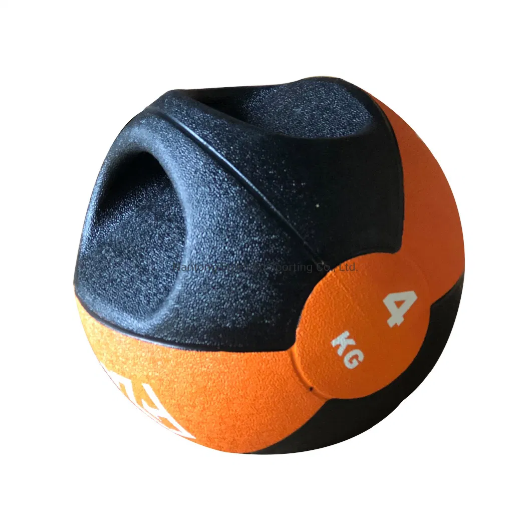 Non-Slip Rubber Workout Ball Weighted Fitness Medicine Ball with Handles Exercise Toning Ball Heavy Balon Medicinal