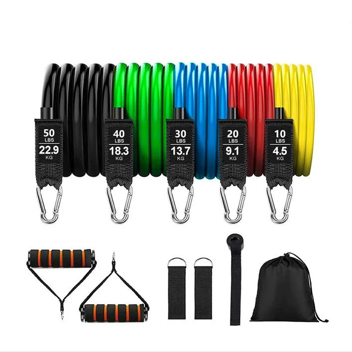 11PCS Expander Training Resistance Tube Bands Set with Foam Handles