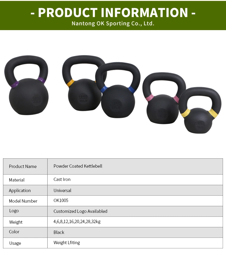 Okpro Gym Fitness Free Weight Grip Competitive Powder Coated Cast Iron Kettlebell