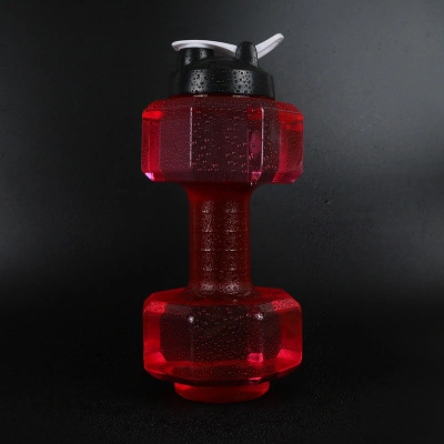 Wholesale Weight Plate Portable Gym Fitness Dumbbell Shape Water Filled Bottle 2.2L Water Bottle Dumbbell