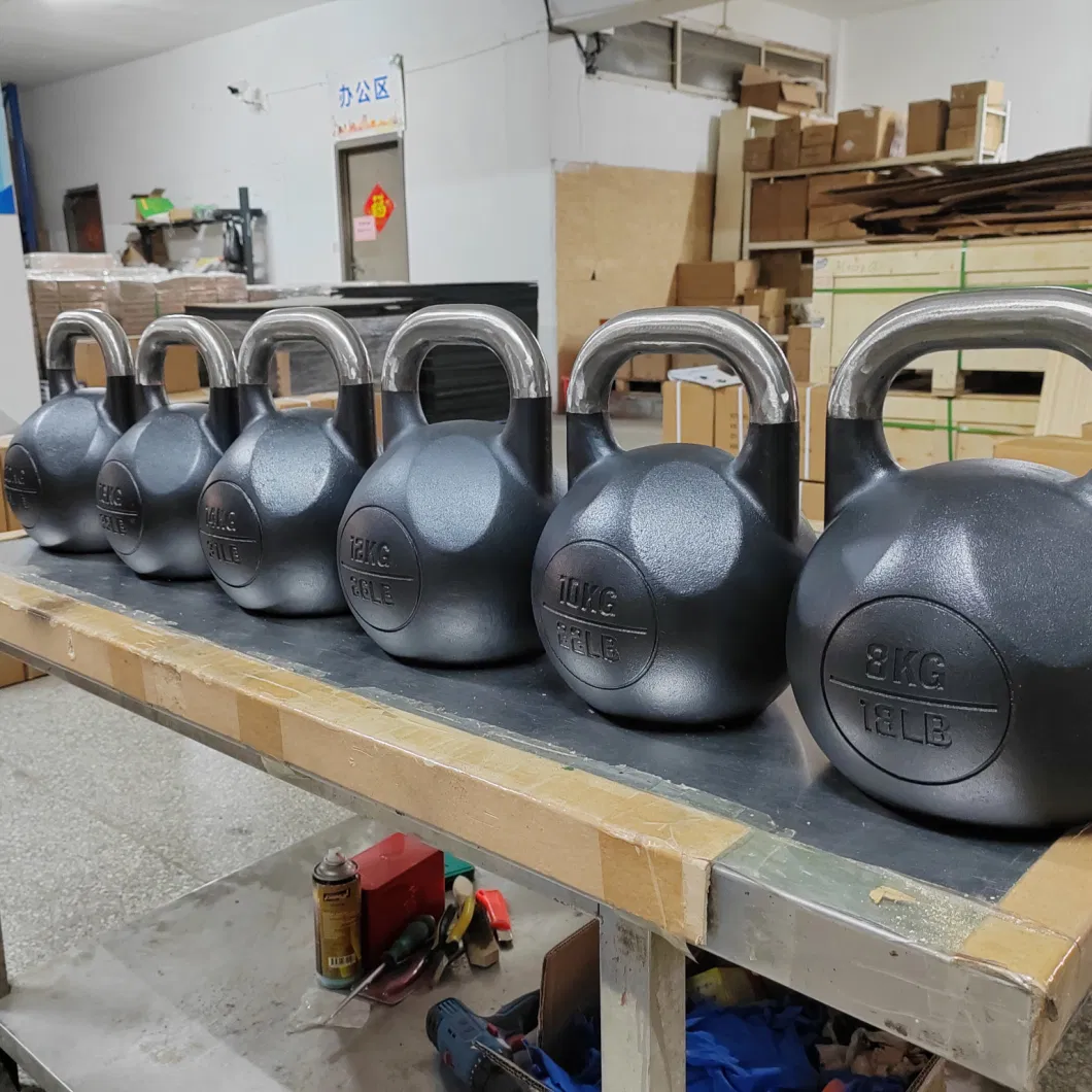 Factory Directly Sale Gravity Cast Iron Powder Coated Kettlebell Black Kettlebell