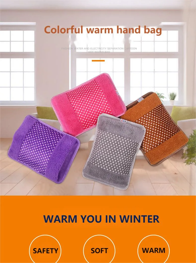 Safety and New Design Custom Rechargeable Electric Hot Water Bag Cute with Cover for Women Baby Use