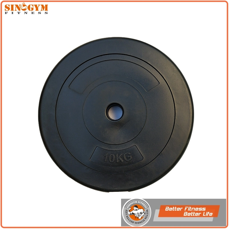 Black Plastic Round PE Cement Dumbbell Weightlifting Weight Plate