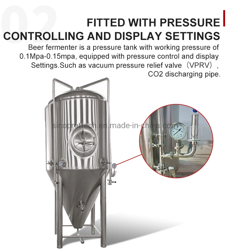 Conical Jacketed Double Wall Fermenter with 60 Degree Cone Bottom