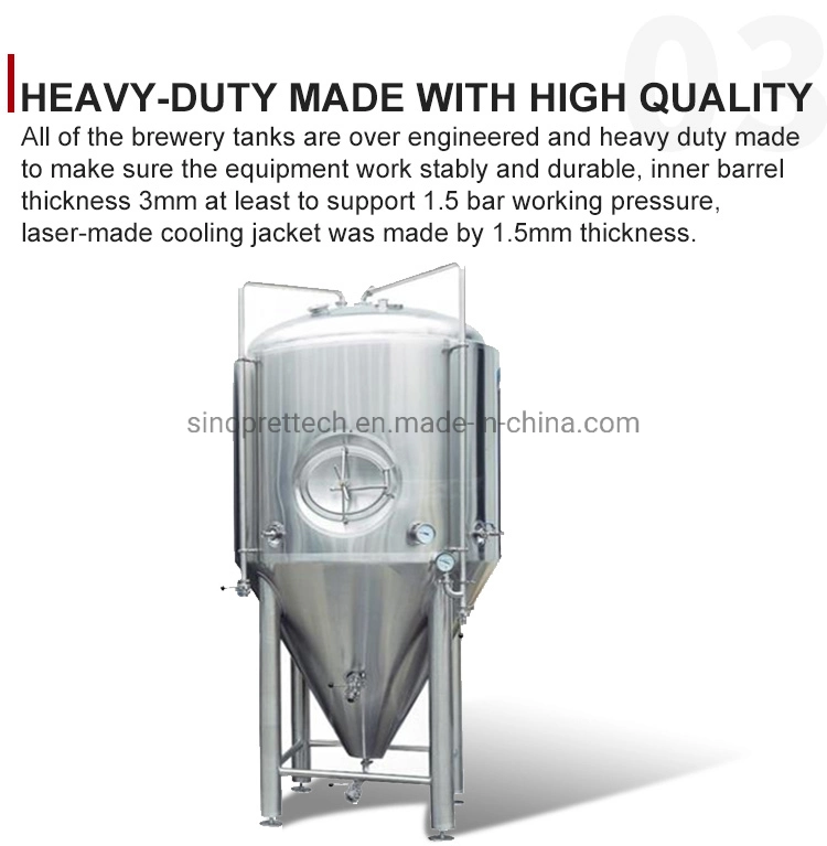 Conical Jacketed Double Wall Fermenter with 60 Degree Cone Bottom