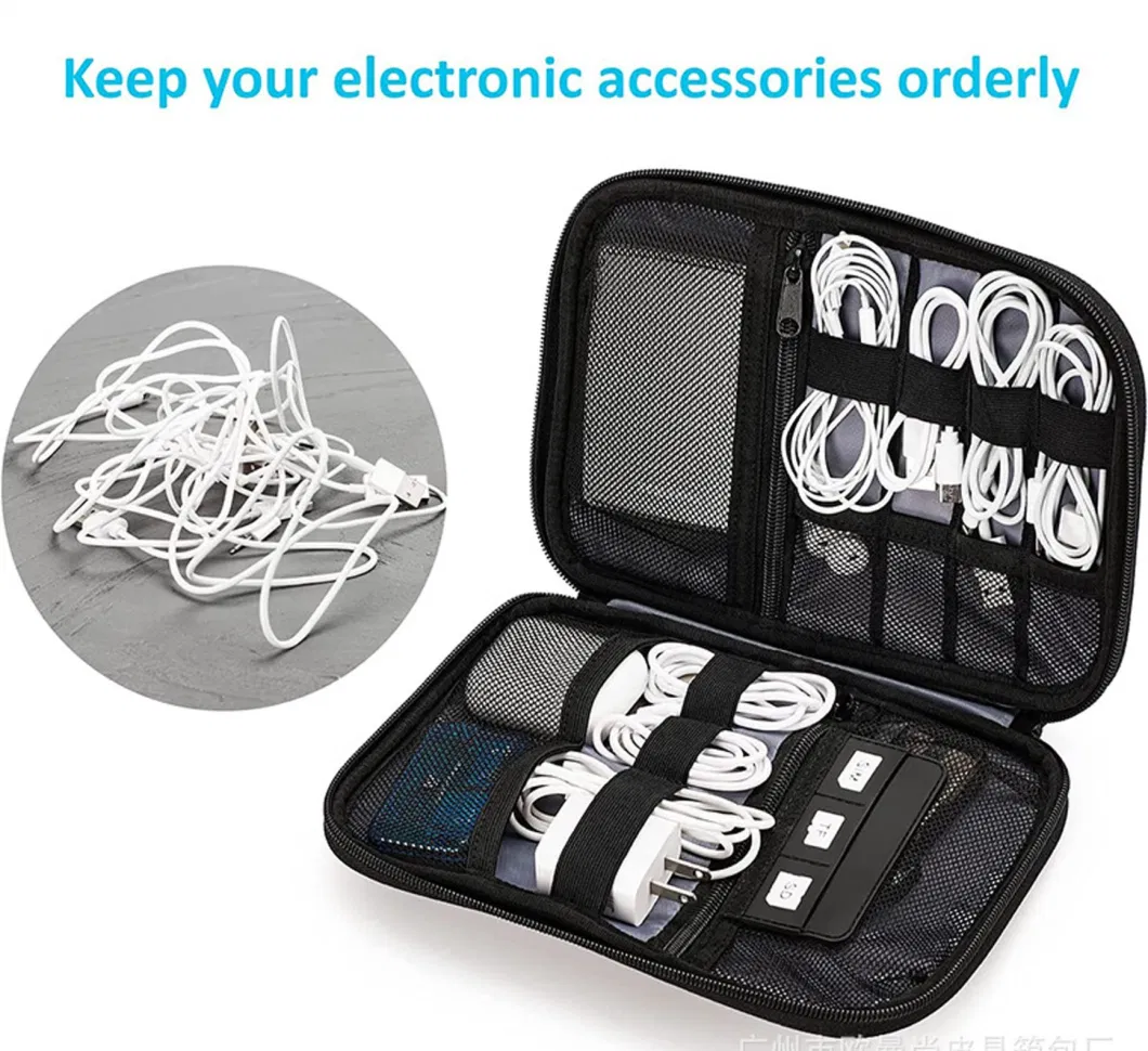 Hard Drives Cables USB SD Card Black Electronic Organizer Small Travel Cable Organizer Bag