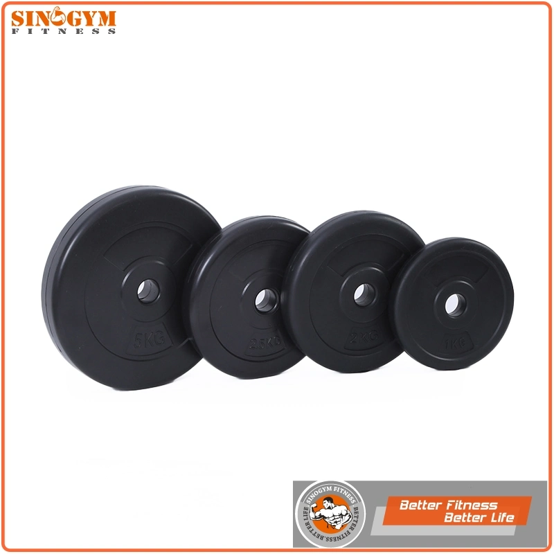 Black Plastic Round PE Cement Dumbbell Weightlifting Weight Plate