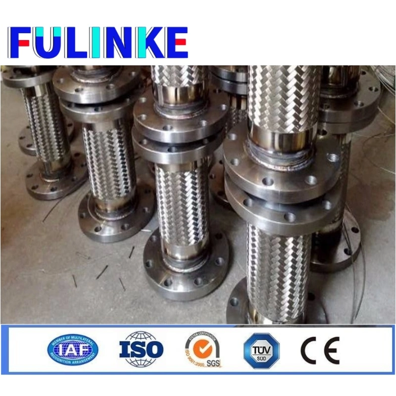 Manufacturer Corrosion Resistant Stainless Steel Flange Metal Hose Bellow Wire PTFE Lined Flexible Flanged Braided Metal Hose