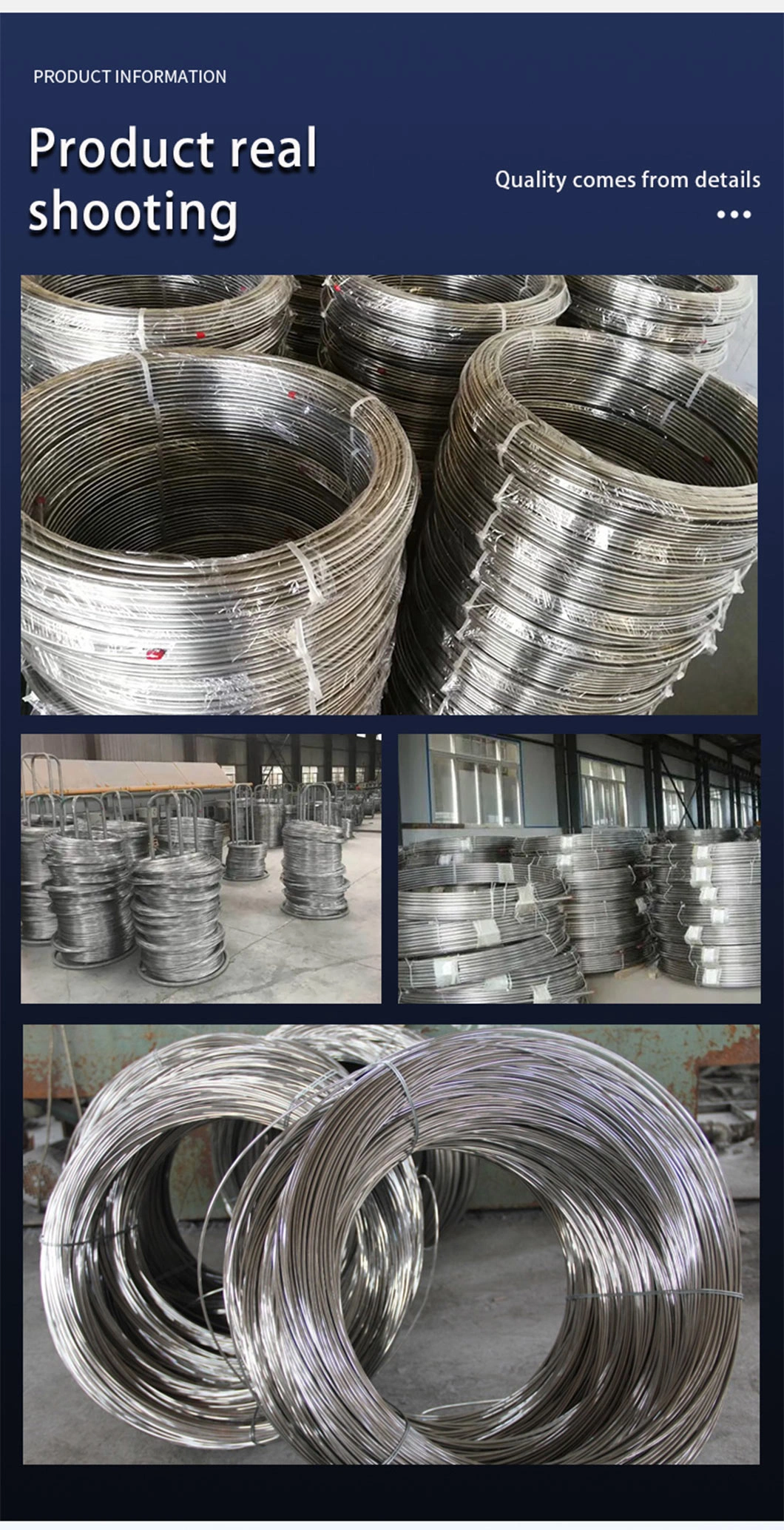 Cold Drawn Steel Welding Round Wire Metal MIG 201 301 304 304L 316 316L Stainless Steel Ss Coil Wire Rod