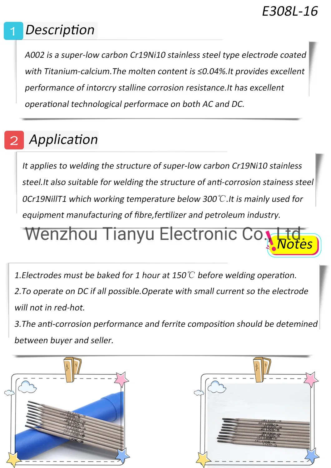 Resistance Welding Electrode/Solder Rods/Filler Rod for Stainless Steel E308-16/E308L-16