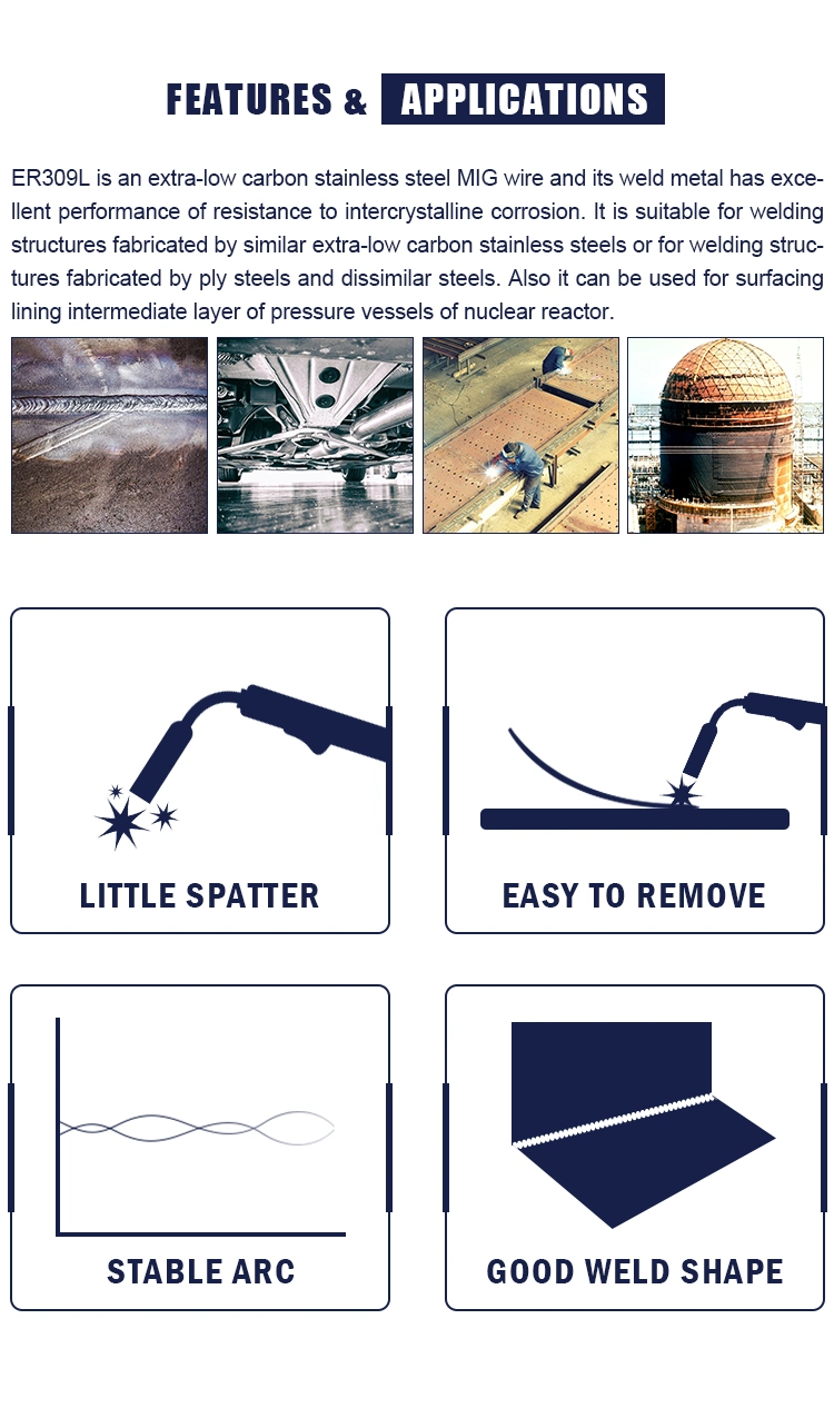 Atlantic 1.2mm 15kg Packed Extra-Low Carton Er309L MIG Welding Wire Sold Wire for Stainless Steel