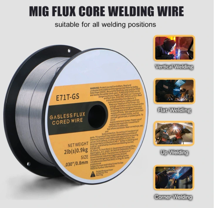 Gasless Flux Cored Welding Wire E71t-GS Low Splatter Gasless Carbon Steel MIG Welding Wire 1kg/Spool