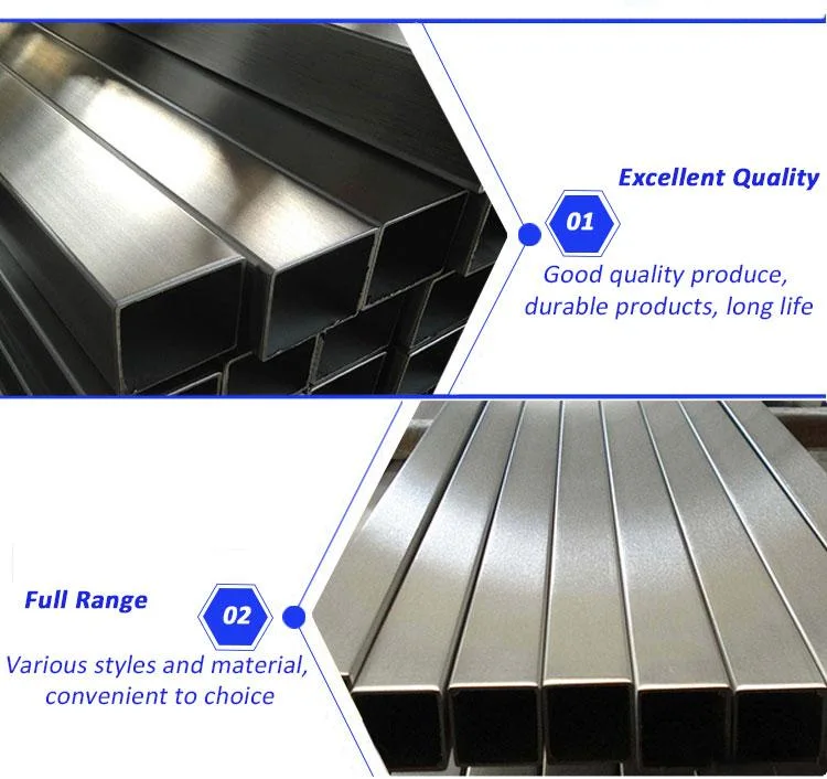 304 316 316L / 201 202 304L / Square Rectangle /Rectangular Stainless Steel Pipe /Square Tube Manufacturer /Construction Material